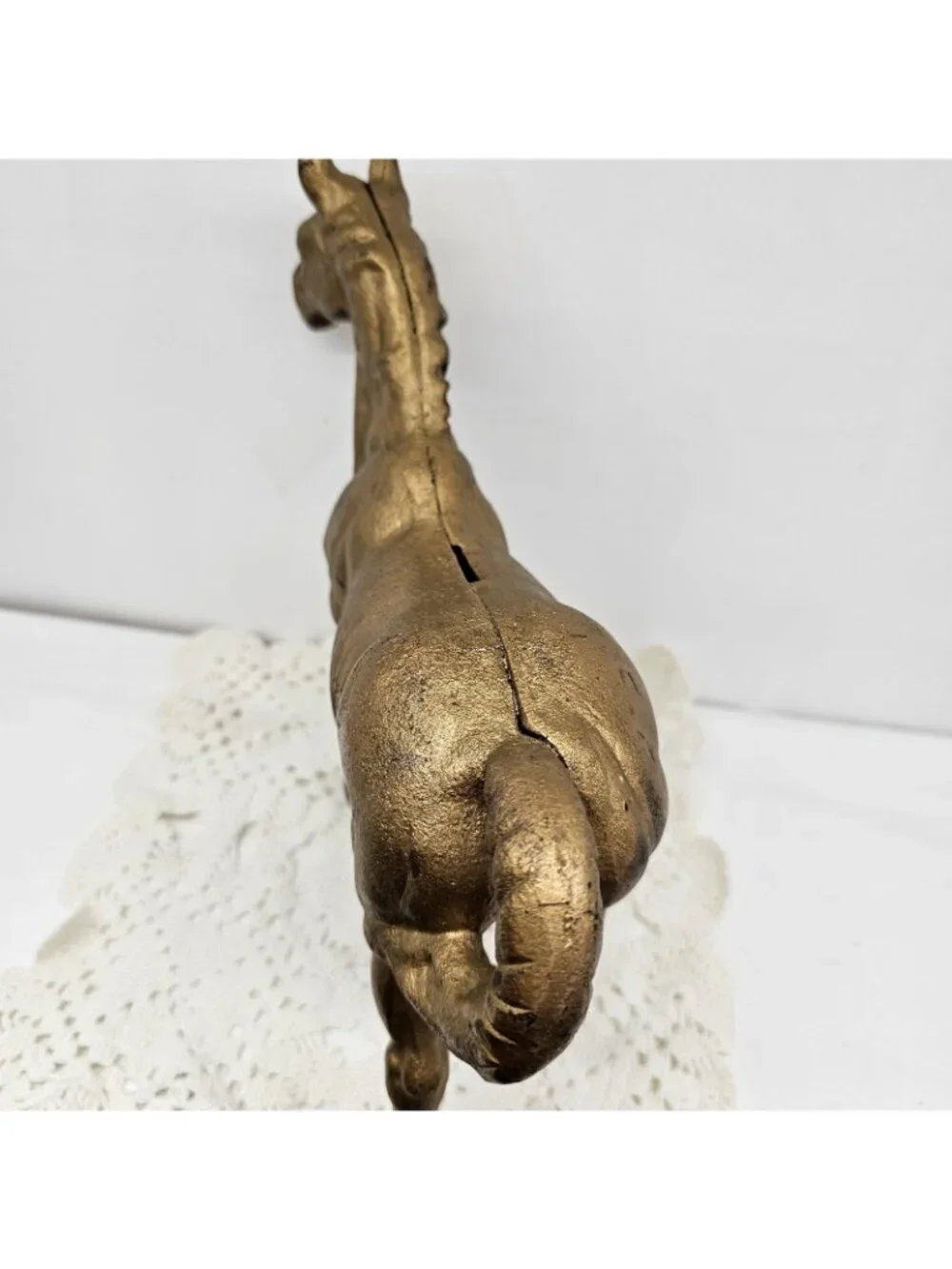 Antique Cast Iron Horse Still Bank AC Williams Beauty Gold Paint Coin Penny